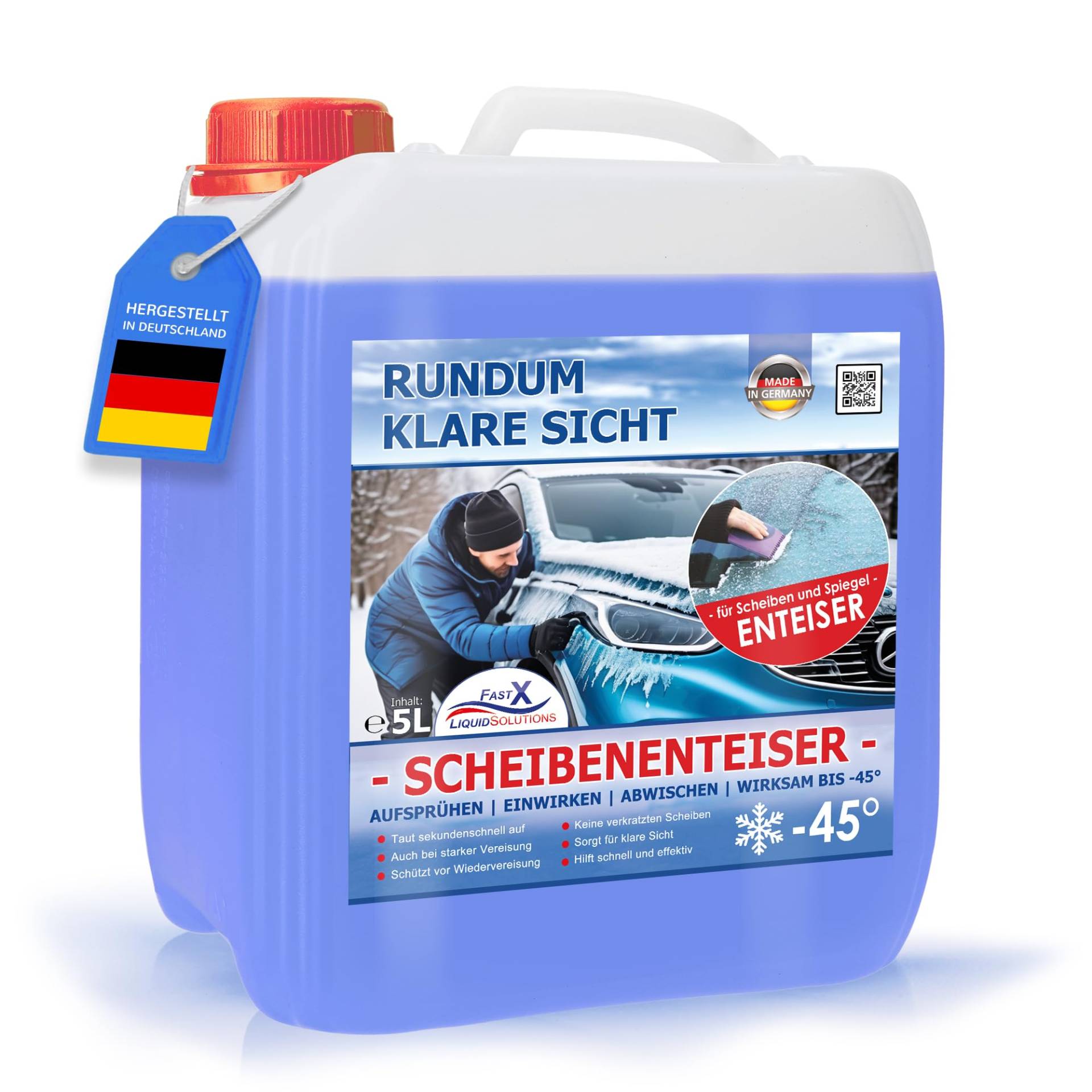 FASTX LIQUIDSOLUTIONS Fast X Hochleistungs-Scheibenenteiser – Schneller Enteiser für Klare Sicht und Sicherheit in der Winterzeit (5 Liter Kanister) von FASTX LIQUIDSOLUTIONS