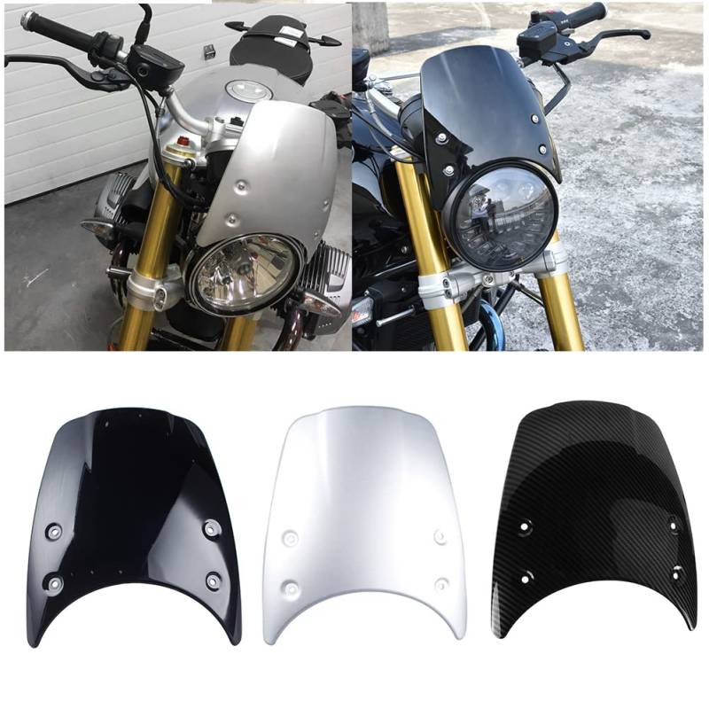 Motor R9T Windschutzscheibe Luftstrom Windabweiser Flyscreen Scheinwerfer Verkleidungsabdeckung für B-M-W R Nine T R NineT RnineT 2014 2015 2016 2017 2018 2019 2020 2021 2022 2023 (Silber) von FATExpress