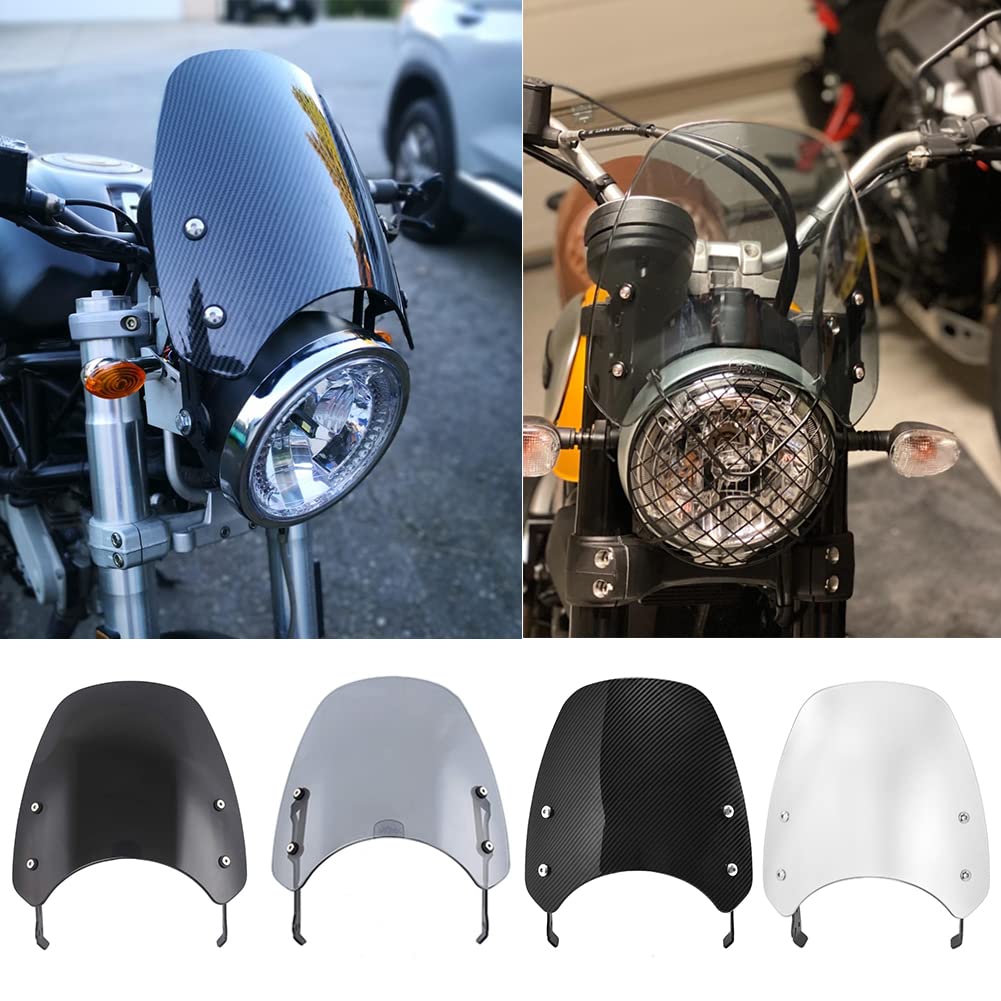 Motorrad Flyscreen Windschutzscheibe Luftstrom Windabweiser für Scrambler 400 800 803 Street Classic Icon Mach Sixty2 Full Throttle Desert Sled 2015 2016 2017 2018 2019 2020 (Siber) von FATExpress