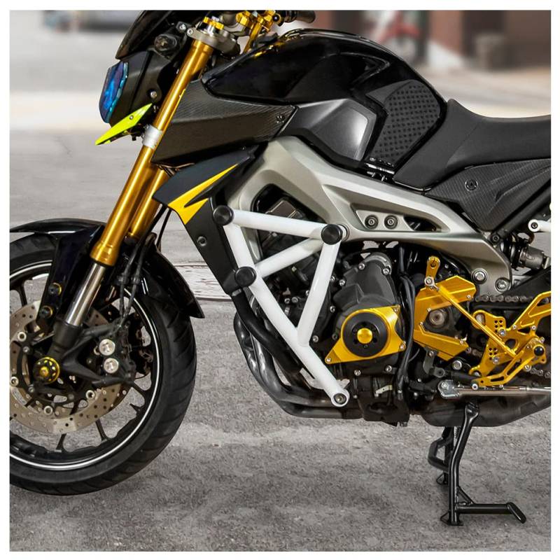 Motorrad Sturzbügel für MT-09 FZ-09 MT09 FZ09 XSR900 Tracer 900 MT FZ 09 2014 2015 2016, Stahl Highway Bars Motorschutz Stoßstange Seitenrahmen Fallschutz Kraftstofftankschutz (Weißer) von FATExpress