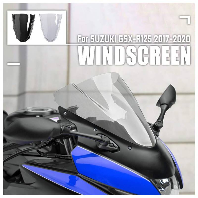 Motorrad Touring Race Windschutzscheibe Verkleidung Windschutzscheibe Deflektor Pare-Brise Protector für GSXR GSX-R 125 GSXR125 GSX-R125 Zubehör 2017 2018 2019 2020 (Schwarz) von FATExpress