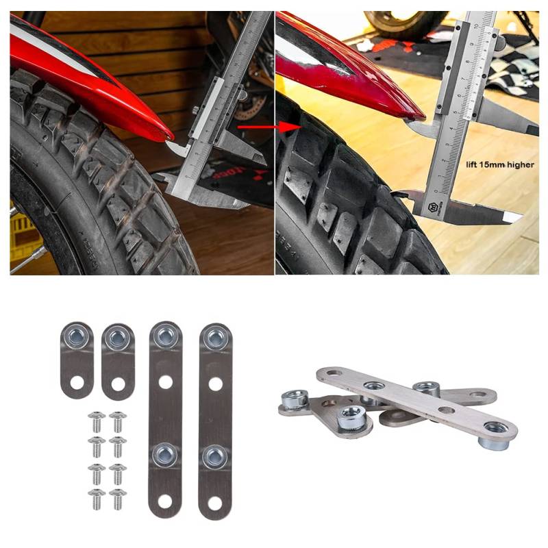 Motorradzubehör Edelstahl Kotflügel vorne Kotflügel Lift Riser Bracket Rising Kit für CRF1000L CRF 1000L CRF 1000 L Africa Twin 2016 2017 2018 2019 2020 2021 2022 von FATExpress