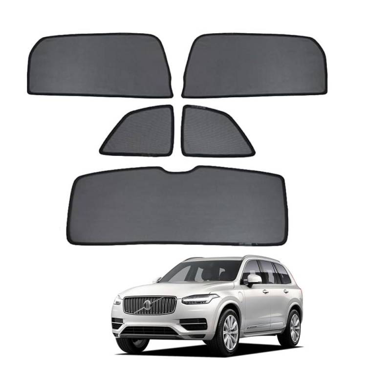 Sonnenschutz Auto Magnetisch Vorhang für Volvo XC90 2015-2023 XC 90 UV Schutz Seitenscheiben Fenster Sonnenblende Zubehör Für Baby Kinder Erwachsene Haustiere Schwarz,5pcs von FAXIULAN