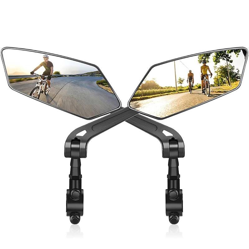 Fahrradspiegel 2 Stück, Fahrradspiegel für Lenker 360° Dreh & Einklappbar,Universal für Lenker 17.4-24 mm,Weitwinkel Fahrradrückspielgel für Fahrrad Spiegel,Ebike,Mountainbike von FAYAZ