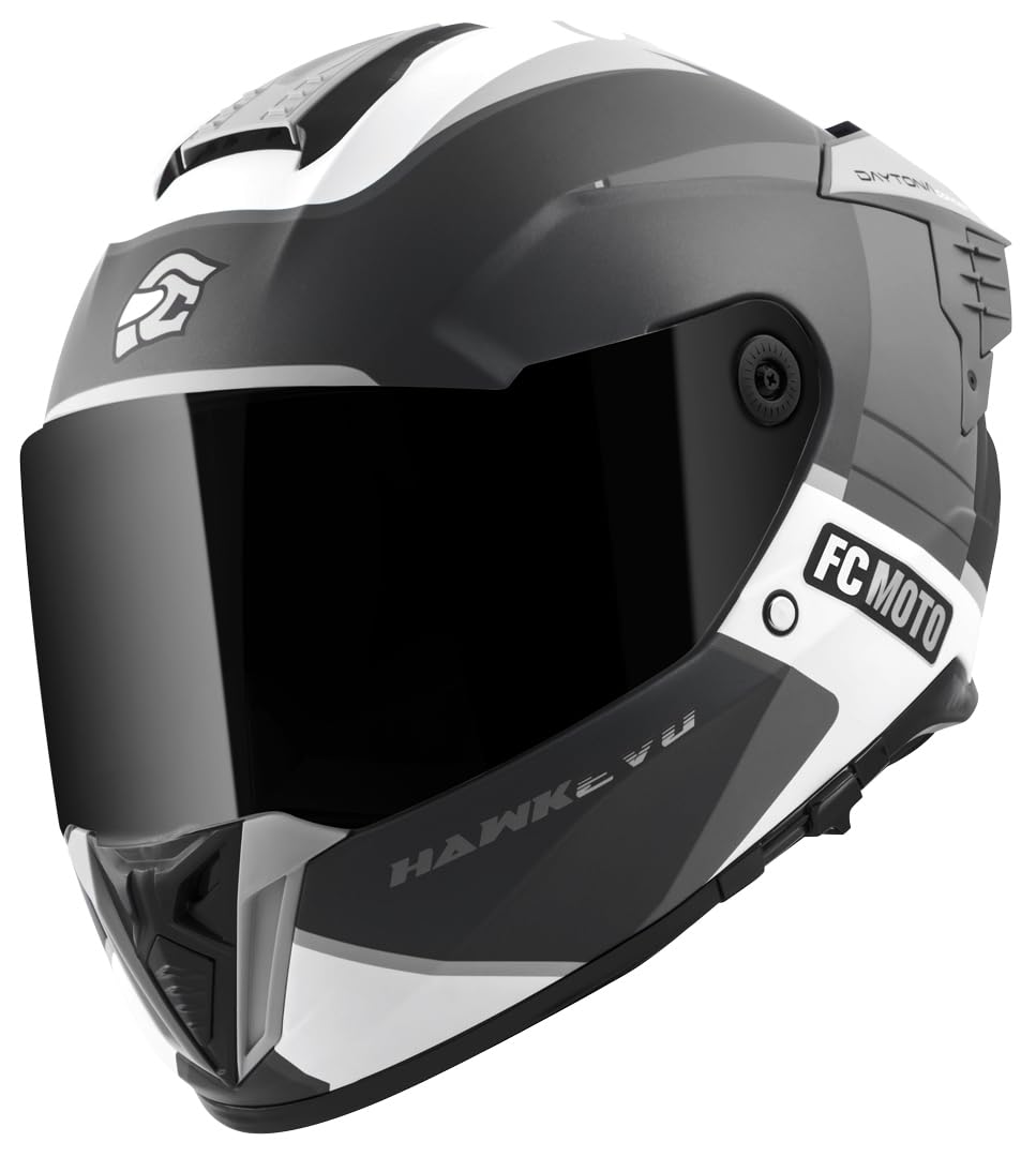 FC-Moto Hawk EVO-X Helm, schwarz matt/grau/weiß, M von FC-Moto