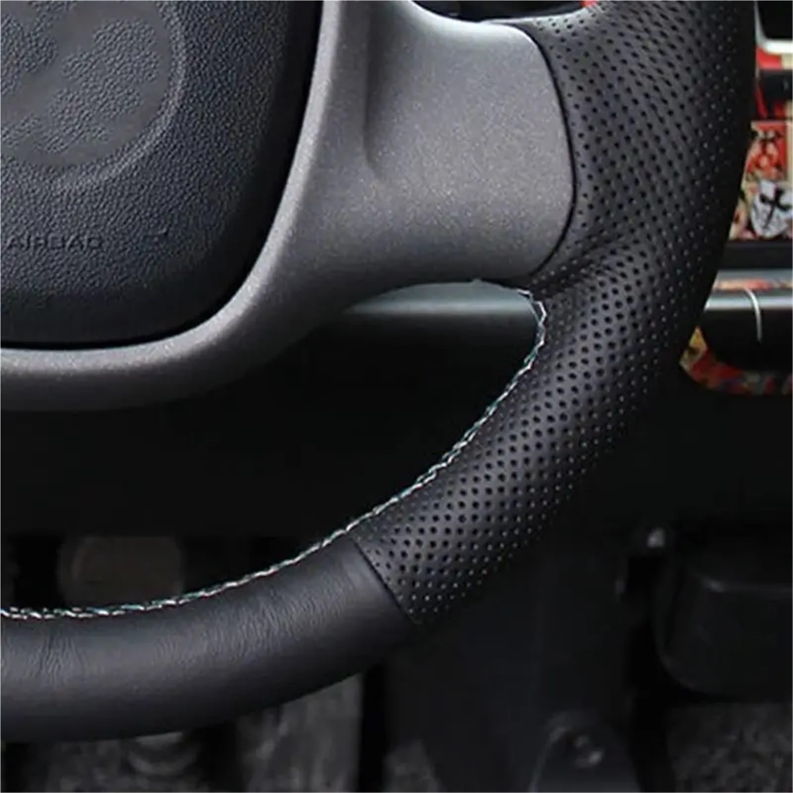 Auto-Lenkradabdeckung Für Smart Für Fortwo Für Auto Für Innen Auto Lenkrad Abdeckung Anti-Slip Schwarz Lenkrad Geflecht Auto Zubehör Lenkradabdeckung(Black Thread) von FCAPCBMUKW