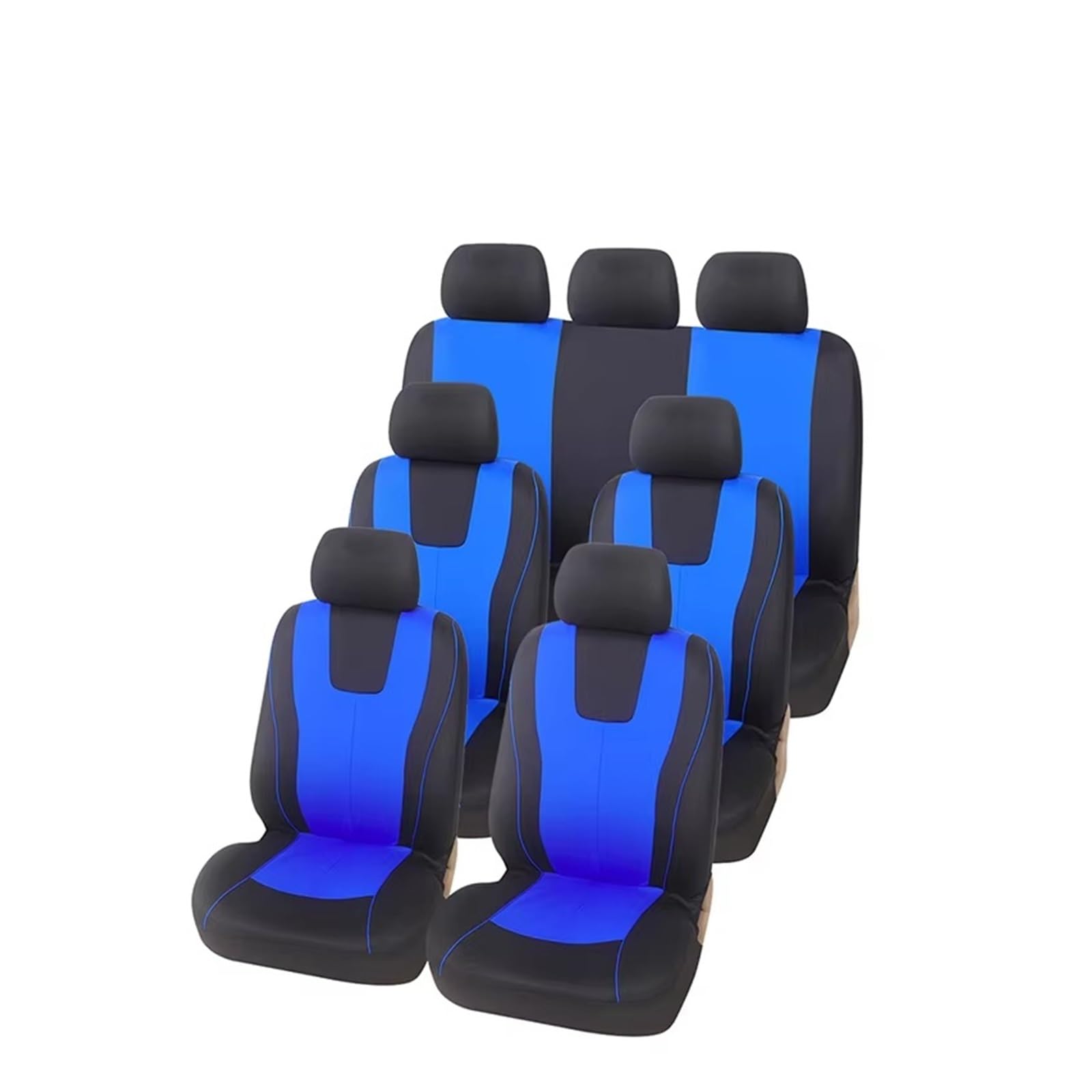 FCAPCBMUKW Sitzbezug Auto Atmungsaktive Und Verschleißfeste Autositzbezüge, Kompatibles Innenzubehör Für Autos Mit 1/2/5/7 Sitzplätzen Autositzbezug(7 Seats-Blue) von FCAPCBMUKW