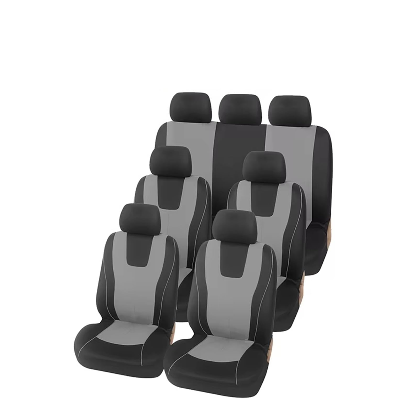 FCAPCBMUKW Sitzbezug Auto Atmungsaktive Und Verschleißfeste Autositzbezüge, Kompatibles Innenzubehör Für Autos Mit 1/2/5/7 Sitzplätzen Autositzbezug(7 Seats-Gray) von FCAPCBMUKW