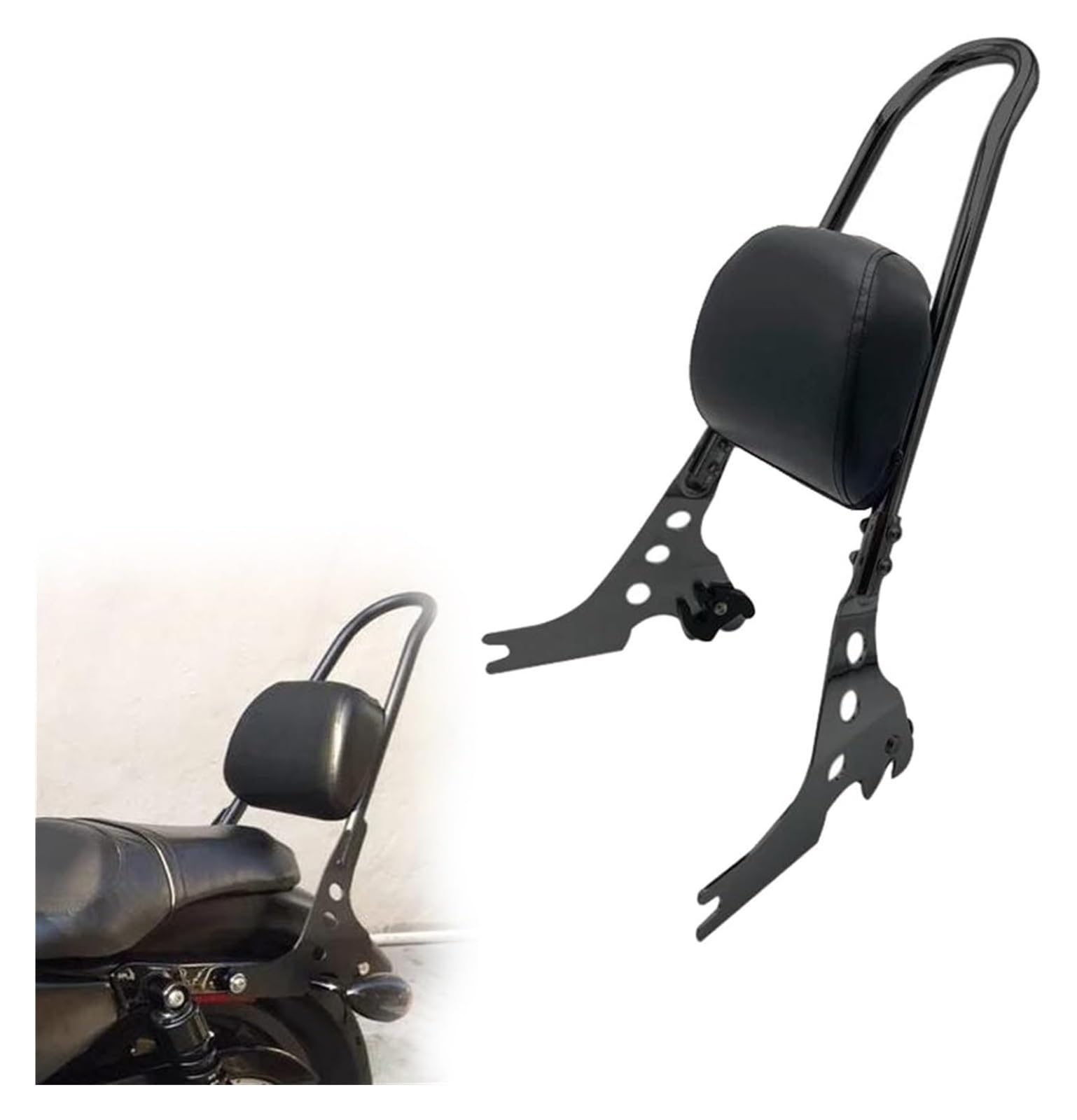 FCEFBGBHJ Motorrad Solositz Hintere Gepäck Unterstützung Für H&Arley Sportster 883R XL883R 2005 2006 2007 Motorrad Abnehmbare Sissy Bar Beifahrer-Rückenlehnendekoration(Black B) von FCEFBGBHJ