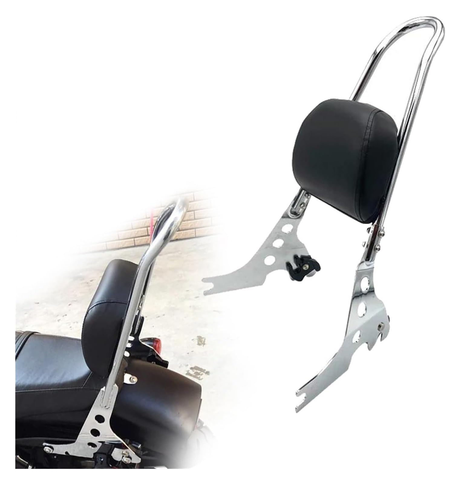 Motorrad Solositz Hintere Gepäck Unterstützung Für H&Arley 1200 Custom XL1200C 2019 Motorrad Abnehmbare Sissy Bar Beifahrerrückenlehne Zubehör(Chrome B) von FCEFBGBHJ