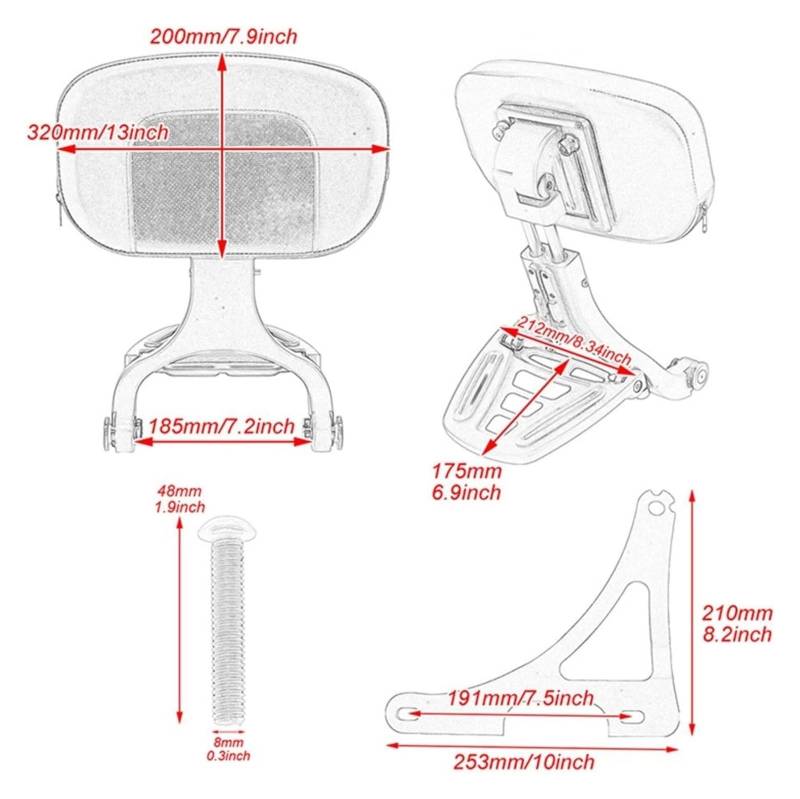 Motorrad Solositz Hintere Gepäck Unterstützung Für H&Arley Sportster XL-Modelle 2000 2001–2020 Gepäckträger-Zubehör Abnehmbarer Motorrad-Gepäckträger Die Hintere Rückenlehne von FCEFBGBHJ