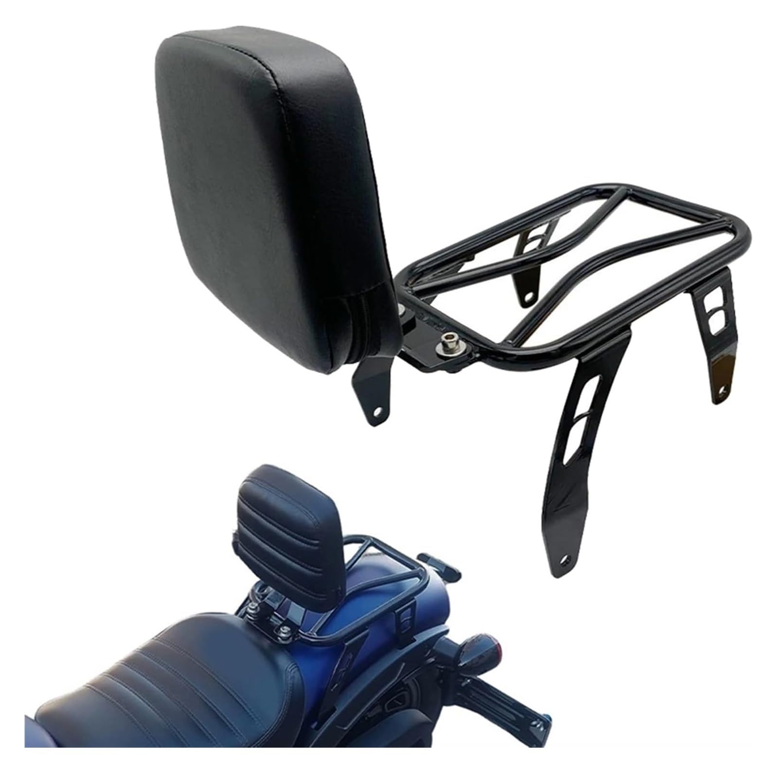 Motorrad Solositz Hintere Gepäck Unterstützung Für I&ndian Scout 2023 Motorradfahrer Solositz Gepäckträger Fahrer Rückenlehne Sissy Bar Dekoration(Black Typeb Backrest) von FCEFBGBHJ