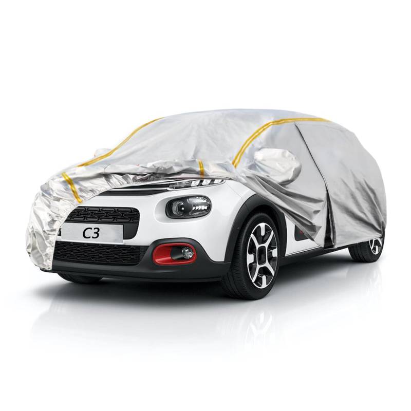 Autoabdeckung für Citroen C3(2002-2022) Auto Abdeckplane Wasserdicht,All Weather Outdoor Winddicht schneefest UV-Schutz mit reflektierendem Streifen Autoabdeckung von FCFEWLSDE