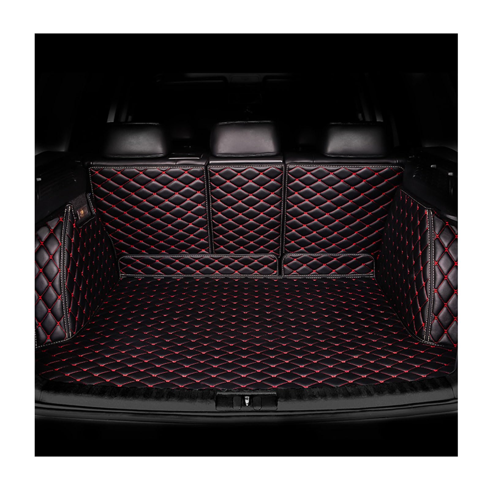 Kofferraum Schutzmatte für BMW X5 F15 2013-2018 5seats, Vollständig Einkreisung Kratzfest rutschfest Auto Leder Kofferraummatte Zubehör,Black-Red von FCNNYBF