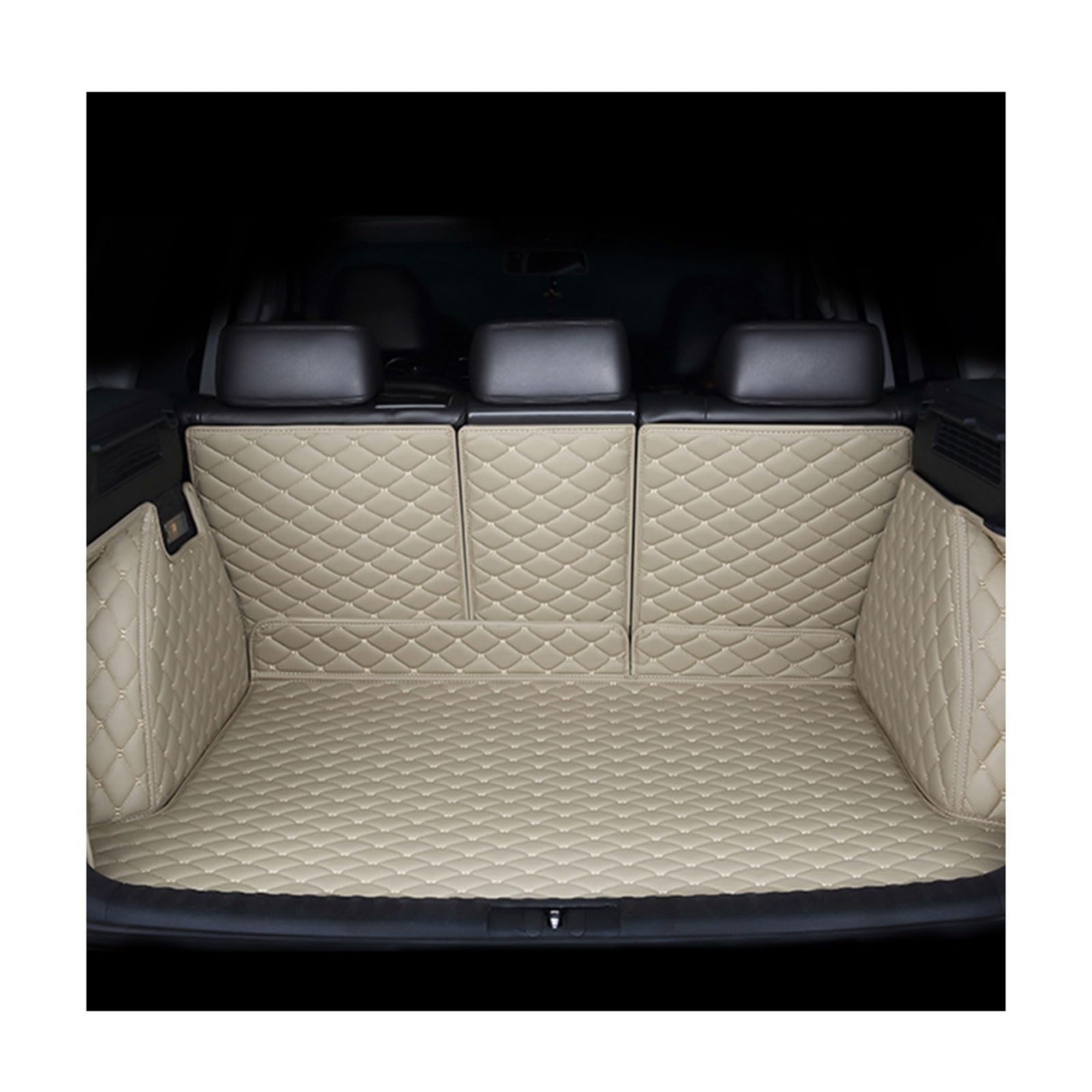 Kofferraum Schutzmatte für FIAT Freemont SUV 7-seat 2011-2016, Vollständig Einkreisung Kratzfest rutschfest Auto Leder Kofferraummatte Zubehör,Beige von FCNNYBF