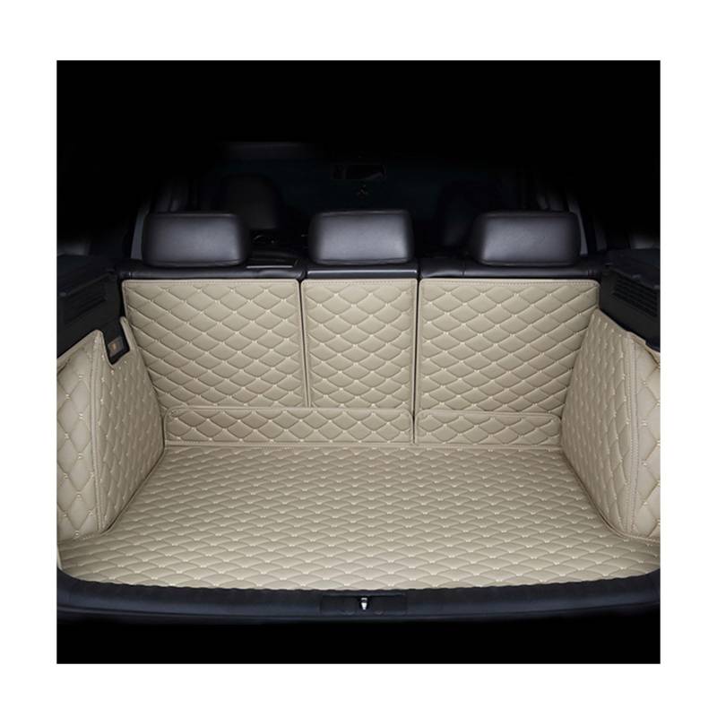 Kofferraum Schutzmatte für FIAT Freemont SUV 7-seat 2011-2016, Vollständig Einkreisung Kratzfest rutschfest Auto Leder Kofferraummatte Zubehör,Beige von FCNNYBF