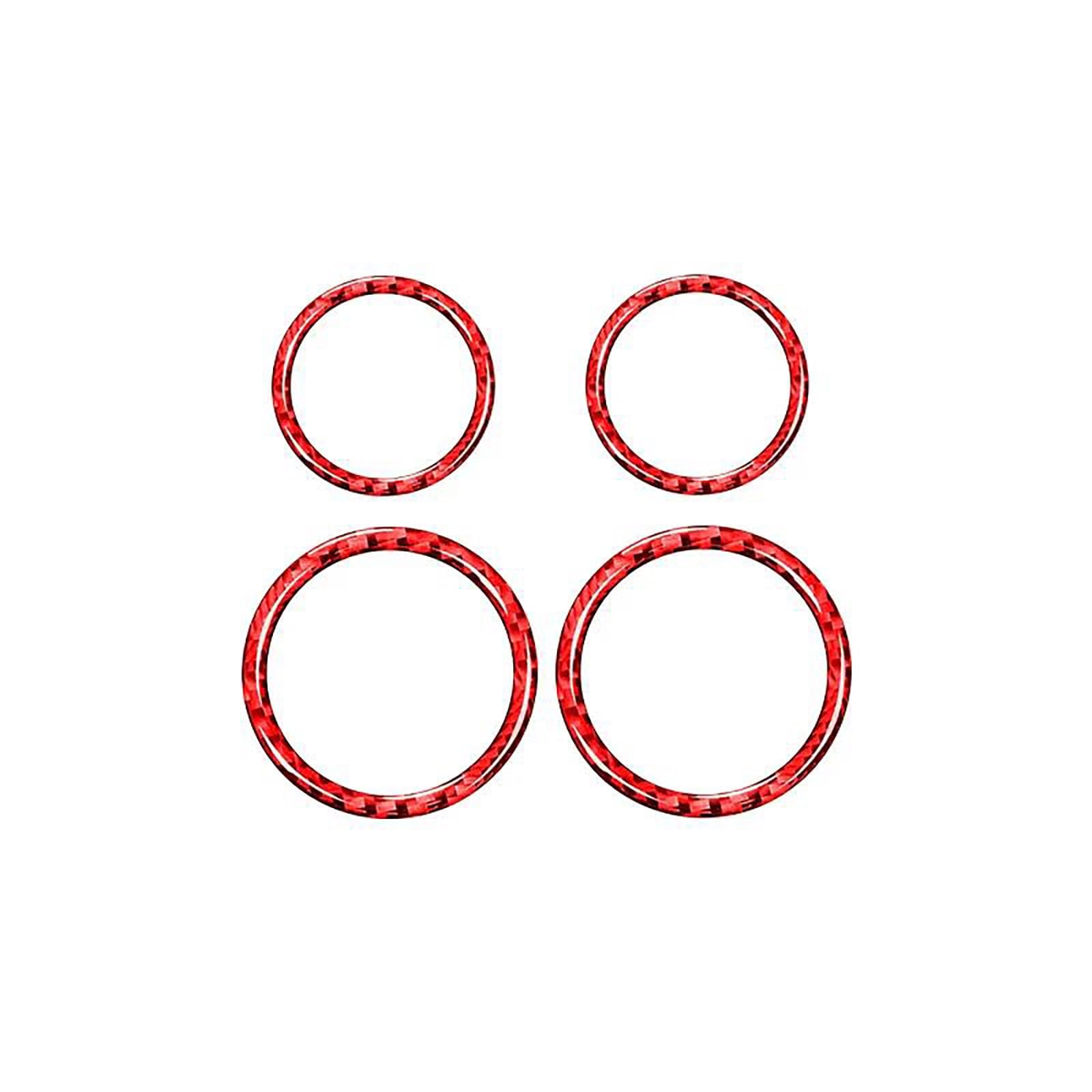 Für 3 Serie Für E46 1999-2004 Auto Zubehör Carbon Fiber Innen Auto Tür Horn Ring Dekorative Rahmen Trim Abdeckung Aufkleber(Rood) von FCVDUBZN