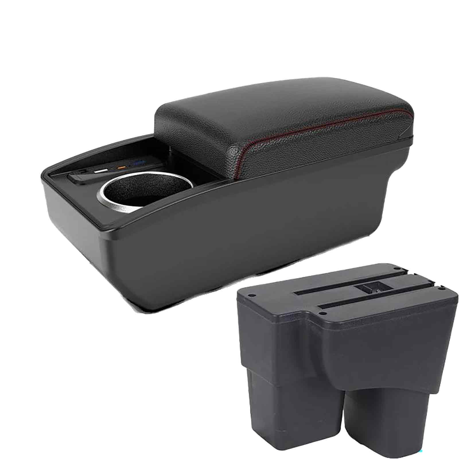 Für Kia Soluto Armlehne Box Für Kia Pegas Auto Armlehne Box Auto Zubehör Innen Umrüstung Lagerung Box USB Tasse Halter mit USB(B1 Red line 6 USB) von FCVDUBZN