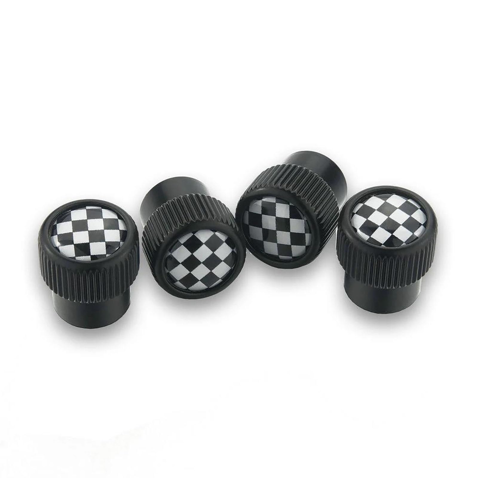 Für Mini Countryman Clubman R50 R53 R55 R56 R60 R61 F54 F55 F56 F60 Auto Auto Reifen Ventil Kappe Abdeckung zubehör(Black Checker) von FCVDUBZN