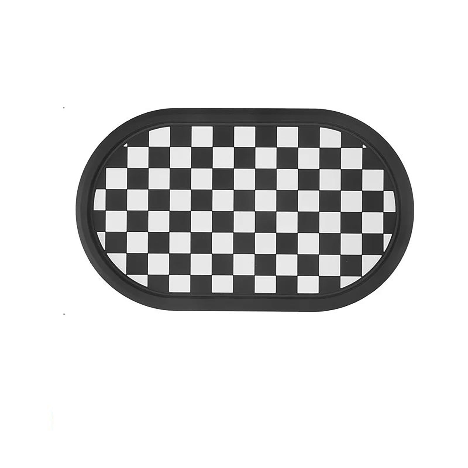 Für Mini Für Cooper S R50 R53 R52 R55 R56 R60 F54 F55 F56 F57 F60 Auto Armaturenbrett rutschfeste Matte Pads Automotive Innendekorationen(Black and White Grid) von FCVDUBZN