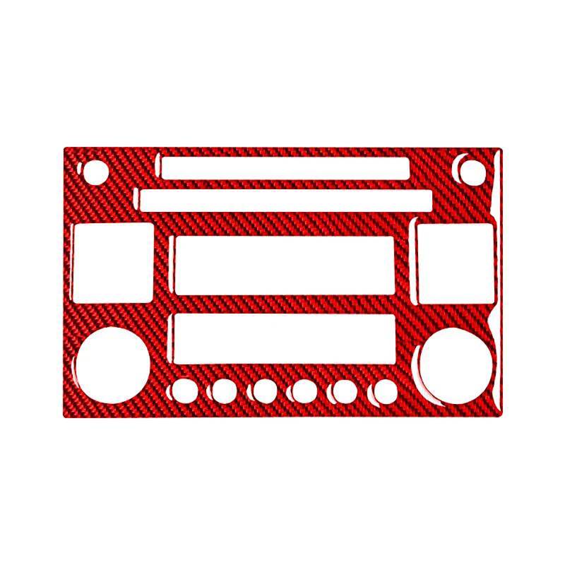 Für Nissan 350Z 2003-2009 3D Real Carbon Fiber Auto Zentrale Steuerung CD Audio Panel Trim Rahmen Dekoration Aufkleber Auto Zubehör(Rood) von FCVDUBZN