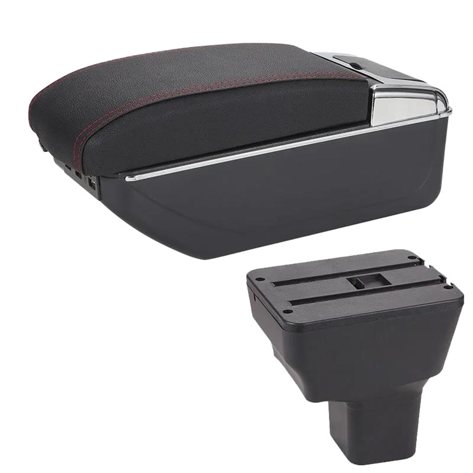 Für Nissan Kicks Armlehne Box Auto Lagerung Box Innen Details Spezielle Retrofit Teile Center Auto Zubehör Arm 2016-2021 mit 7Usb(Black red) von FCVDUBZN