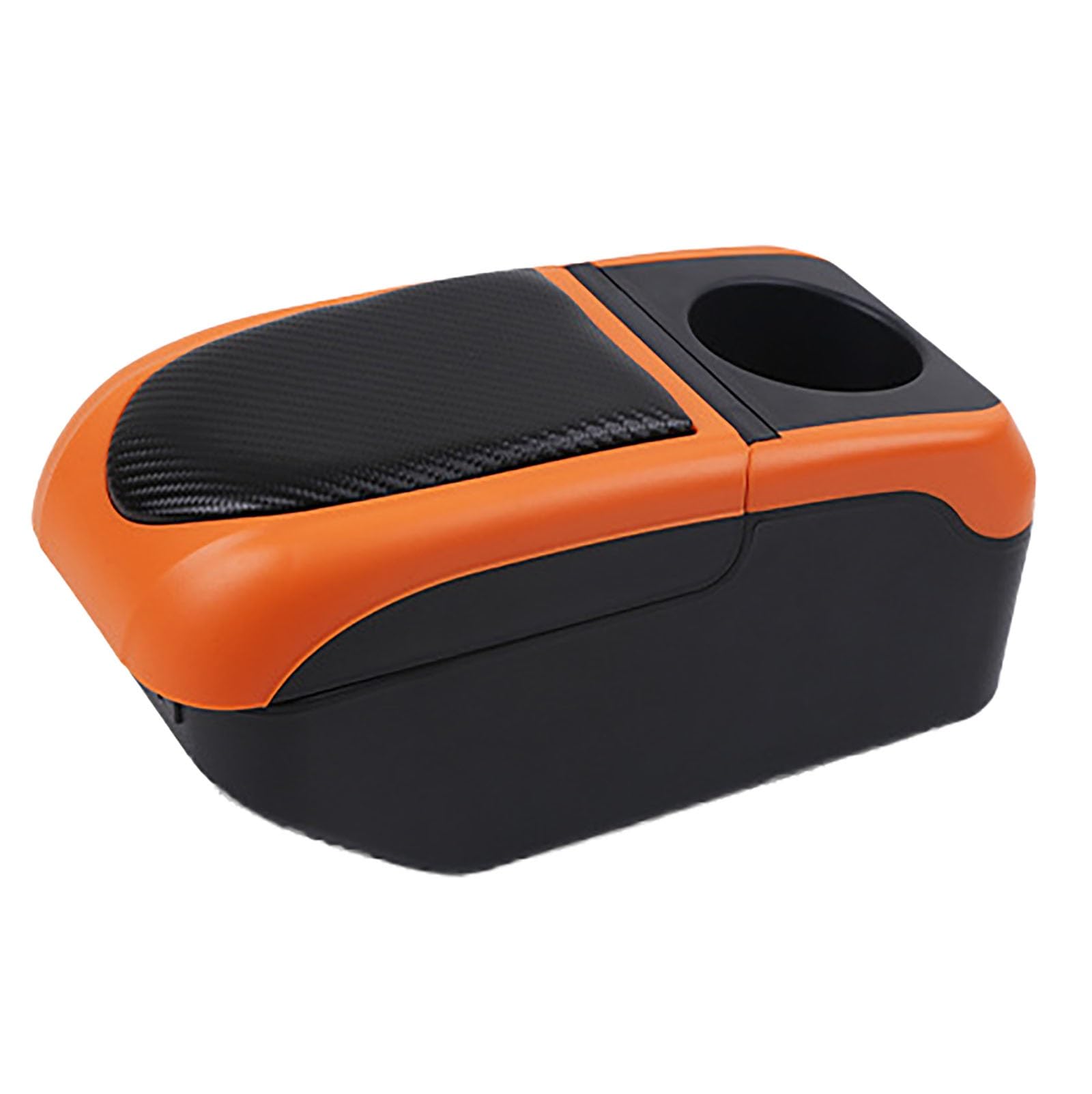 Für Perodua Axia Mittelarmlehne Box Armlehne Box Aufbewahrungsbox Autozubehör Einfache Installation mit 6 USB (Schwarz Orange) von FCVDUBZN