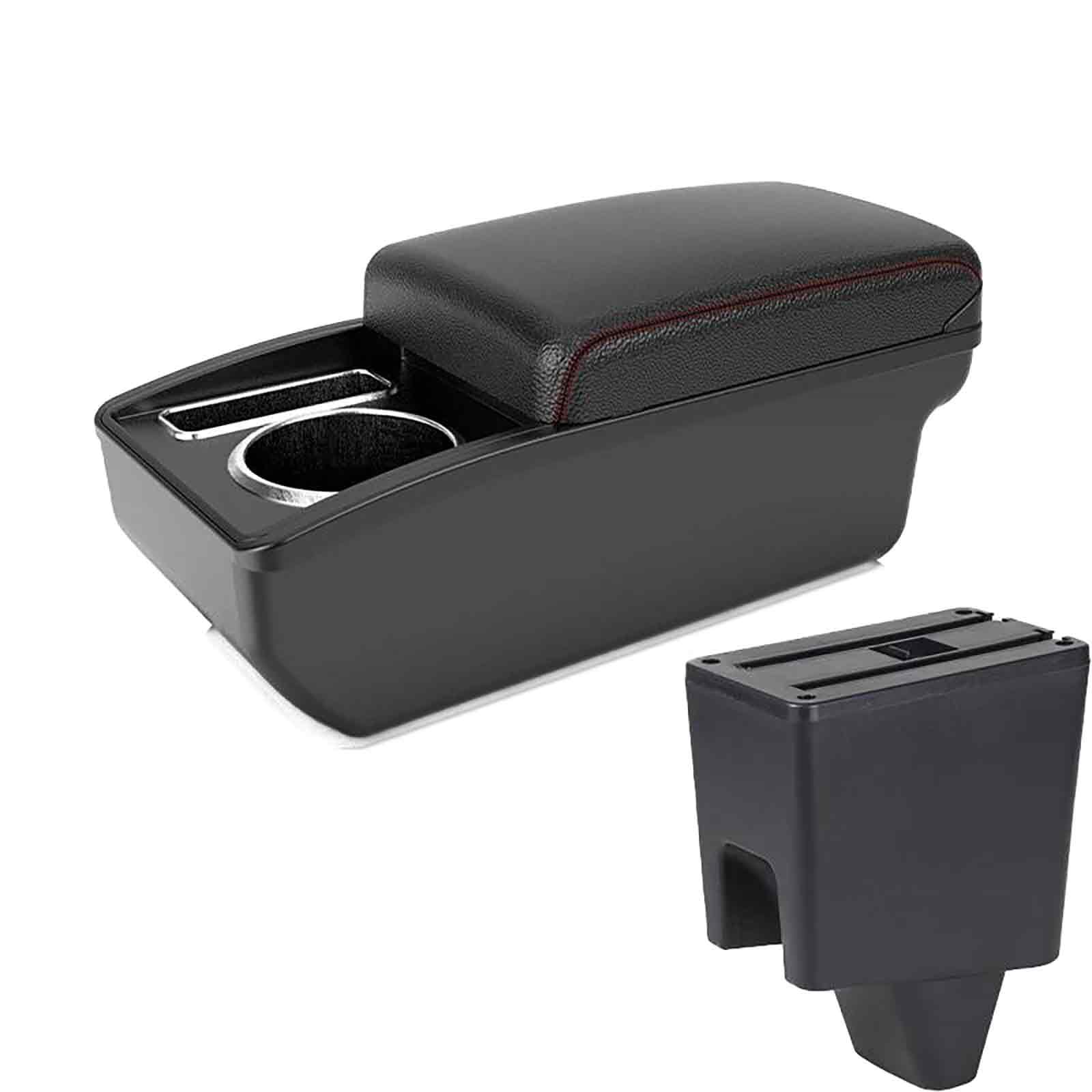 Für Proton Saga Armlehne Lagerung Box Leder Armlehne Auto-Styling Center Center Konsole Zubehör Innen Teile Auto Mit USB(A1 Black red NO USB) von FCVDUBZN