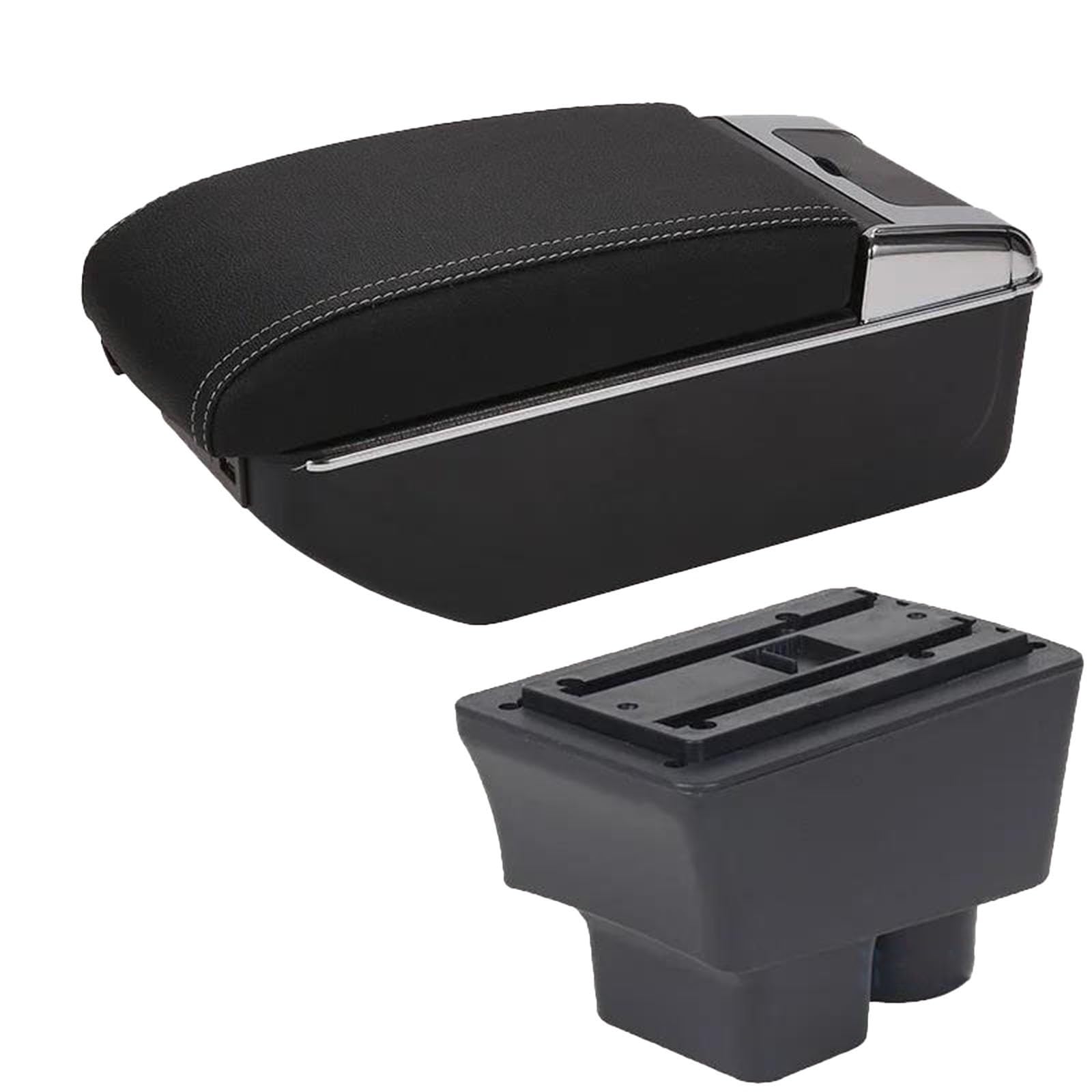 Für Skoda Für Fabia Armlehne Für Skoda Für Fabia 2 2008-2014 Auto Armlehne Box Retrofit Teile Lagerung Box innen Teile Auto Zubehör(A3 Black White 7USB) von FCVDUBZN