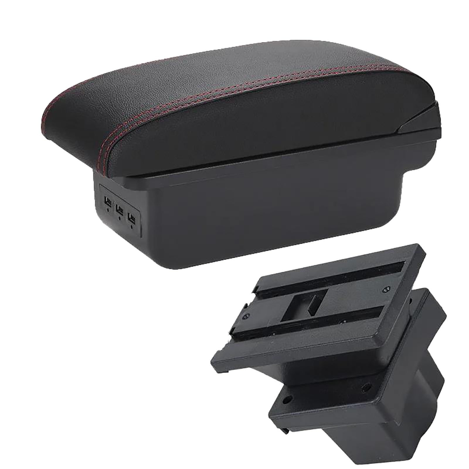 Für Skoda Octavia Armlehne Box Für Skoda Yeti Für Mk2 ForA5 Auto Armlehne Aufbewahrungsbox Autozubehör Innenteile Einfache Installation Mit 3 USB(Black red) von FCVDUBZN