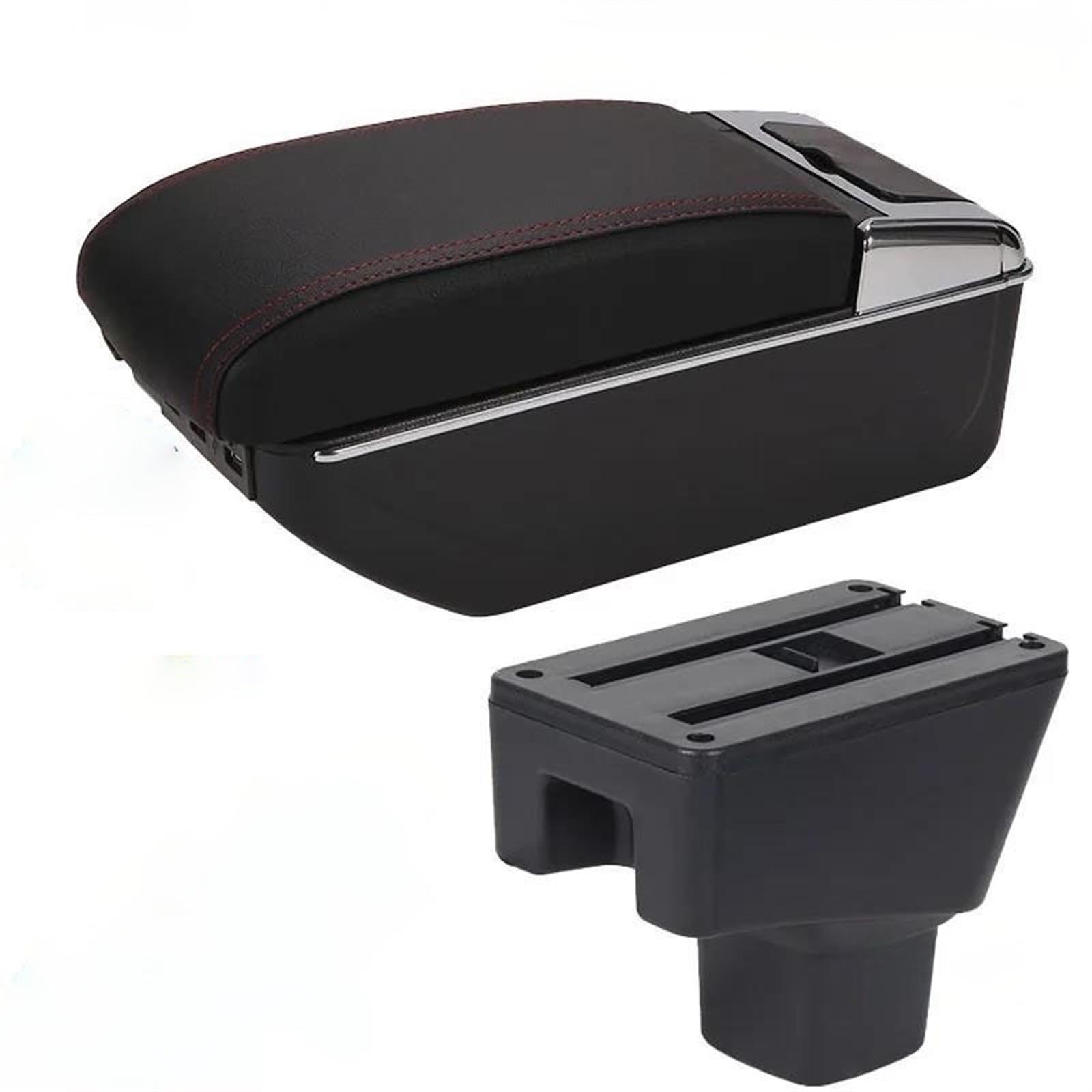 Für Suzuki Sx4 Armlehne Box Innen Teile Asche Rack Auto Armlehne Nachrüstung Teile Lagerung Box Auto Zubehör Innen Details USB(A1 Black red 7USB) von FCVDUBZN