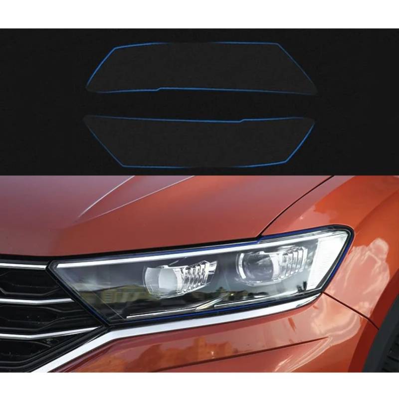 2pics Auto Frontscheinwerferfolie, Für VW T-ROC TRoc TPU Transparente Schutzfolie Außenscheinwerferleiste Autoaufkleber von FCYADDQ