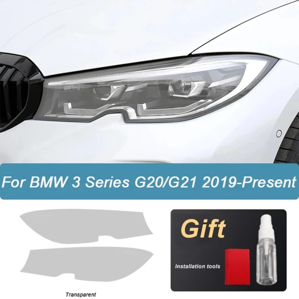 Autoscheinwerfer Schutzfolie Schwarz Tönung Wrap Vinyl Transparent TPU Säulenaufkleber, Für BMW 3er G20 G21 2019-2021 von FCYADDQ