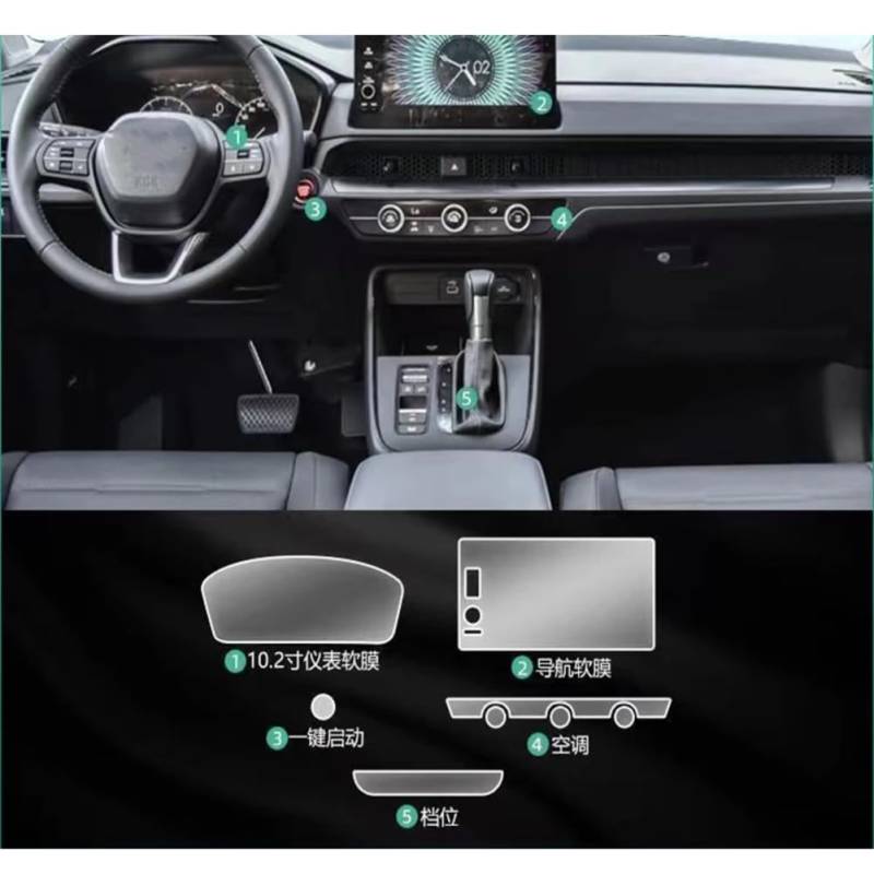 Für Honda CR-V CRV 2023 Auto Getriebe Panel Dashboard Navigation Automotive Innen Schutz Film TPU Transparent Anti-Scratch von FCYADDQ