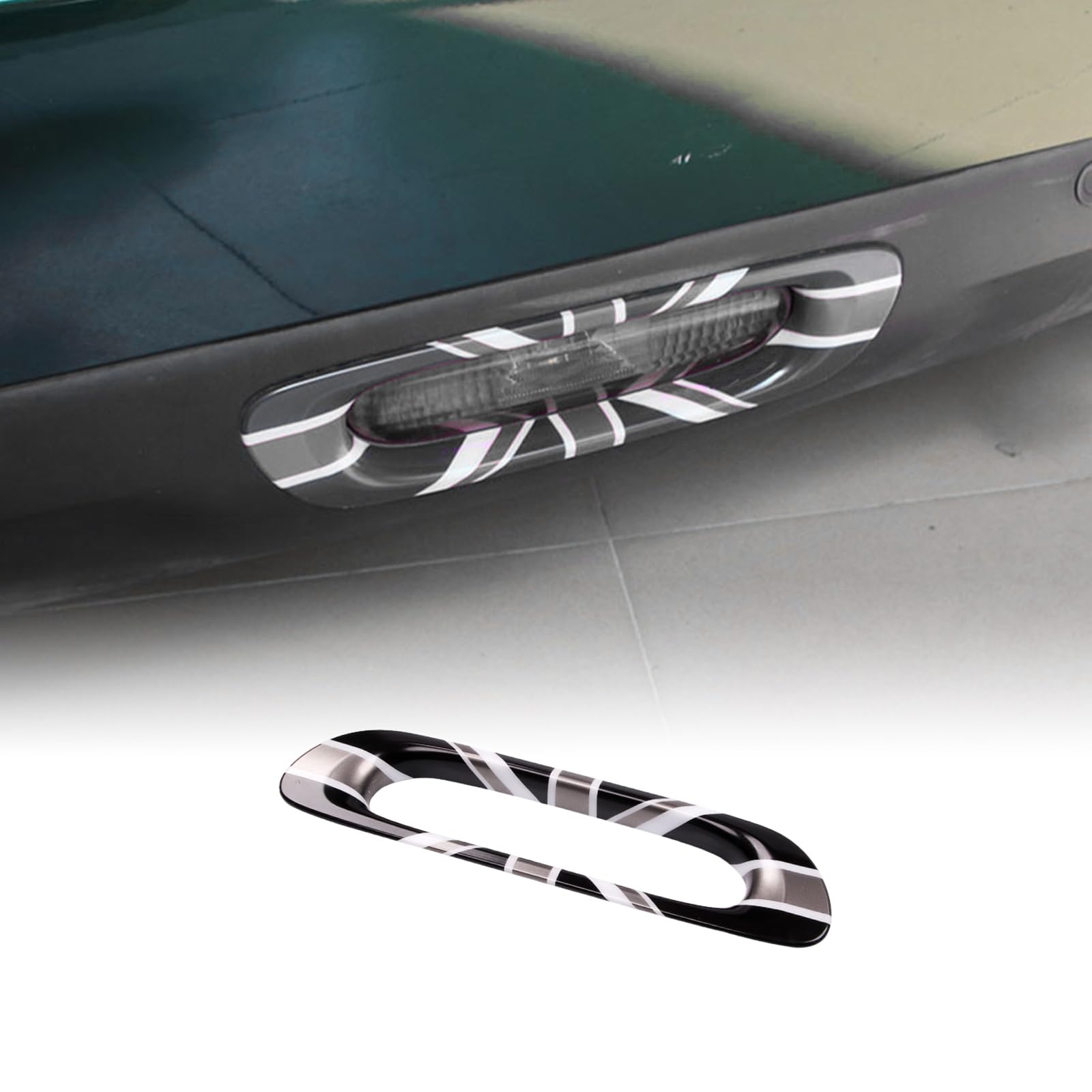 FDAIUN ABS Rücklicht-Einfassungs-Abdeckungsleisten für BMW Mini Cooper F55 F56 Rücklicht Verkleidung Aufkleber Schutz Rahmenringe Abdeckaufkleber (Union Jack Gray) von FDAIUN