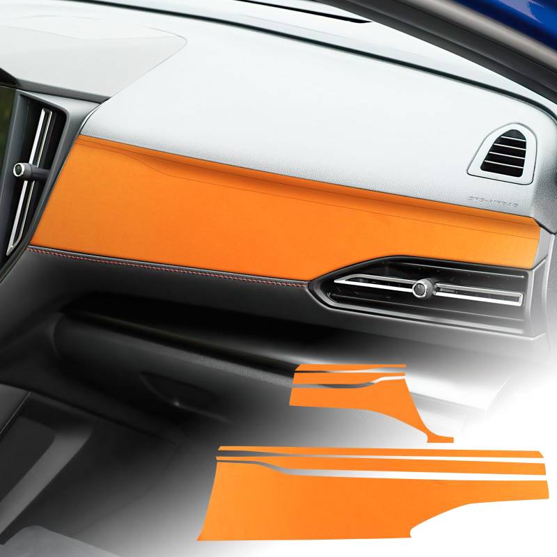 FDAIUN Auto Co-Pilotin Armaturenbrett Dekorplatte Alcantarn Aufkleber Innenbereich für Subaru Crosstrek 2023 2024 WRX 2022 Zubehör 6Stücks (Orange) von FDAIUN