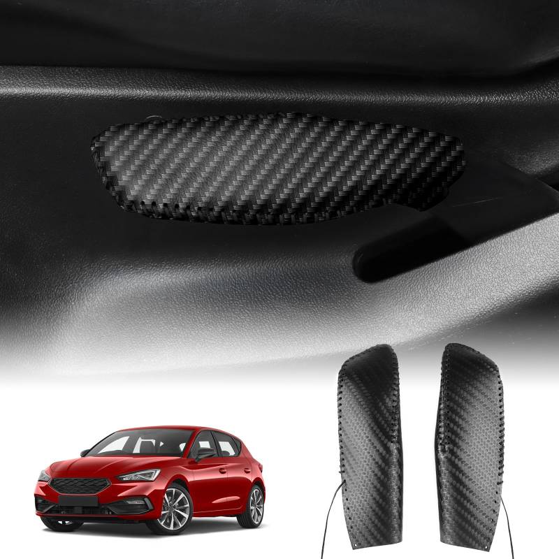 FDAIUN Autositz Anpassung Handgenähtes Leder Griffabdeckung Aufkleber Dekoration Compatible with Seat Leon 2005-2012 Zubehör 2Stück (Kohlefaser Muster) von FDAIUN