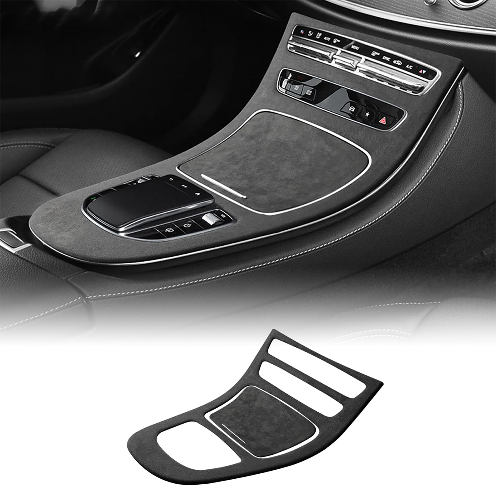 FDAIUN Mittelkonsole Dekoration Panel Cover Trim für Mercedes Benz E-Klasse W213 2021 2022(Ohne Uhr) Auto Interieur Zubehör Schwarz von FDAIUN