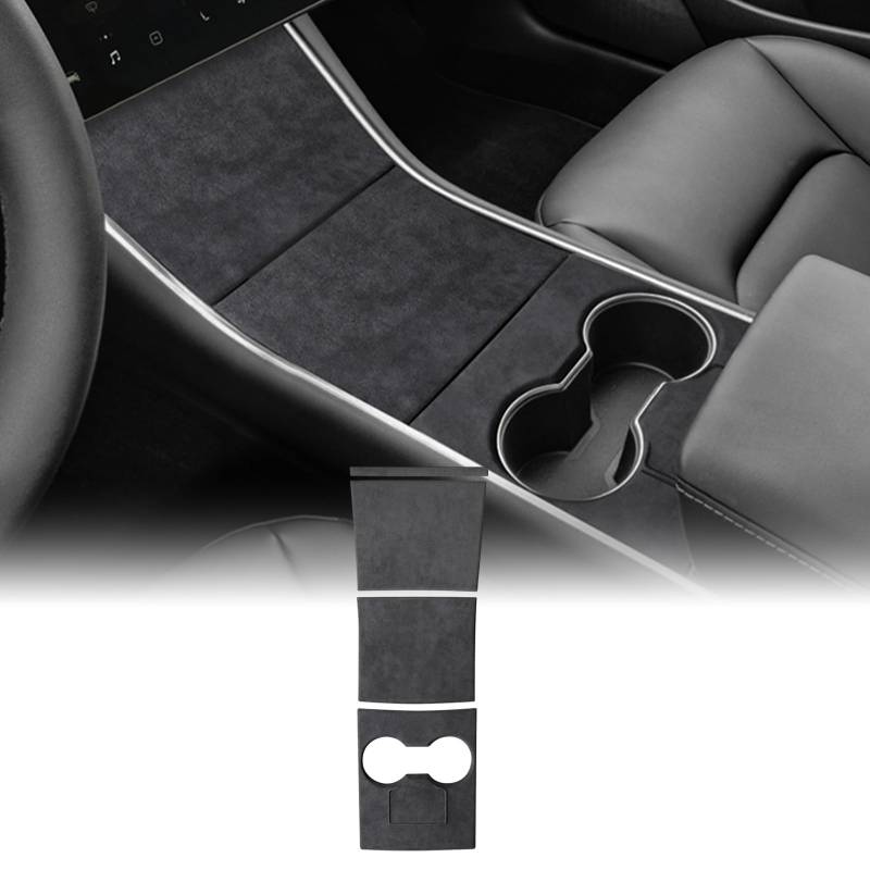 FDAIUN Alcantarn Mittelkonsole Wrap Kit für Tesla Model 3 Modell Y 2017 2018 2019 2020 Center Console Protective Decoration Wrap Zubehör Schwarz von FDAIUN