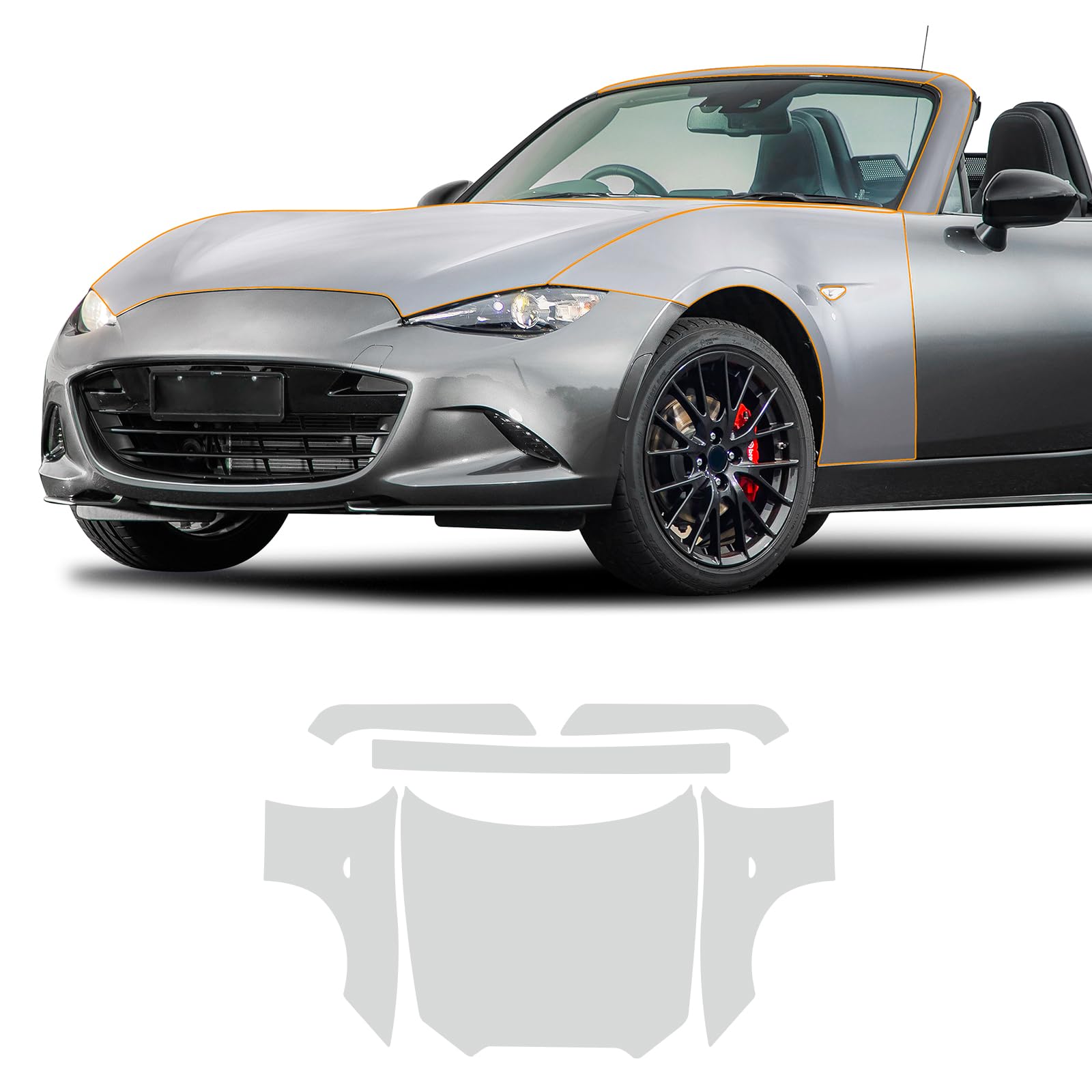 FDAIUN PPF Lackschutzfolie für Mazda MX-5 2016 2017 2018 2019 2020 2021 2022 2023 TPU Schutzfolie Transparent Schutzfolie Zubehör (Motorhaube+Kotflügel+A-Säule) von FDAIUN