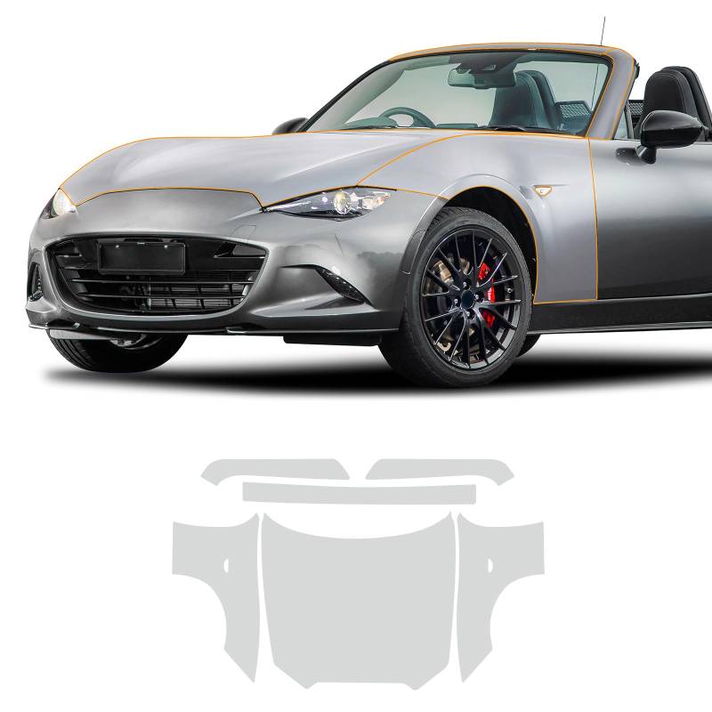 FDAIUN PPF Lackschutzfolie für Mazda MX-5 2016-2023 TPU Schutzfolie Transparent Motorhaube+Kotflügel+A-Säule Vorderradquerträger Zubehör 6Stücks von FDAIUN