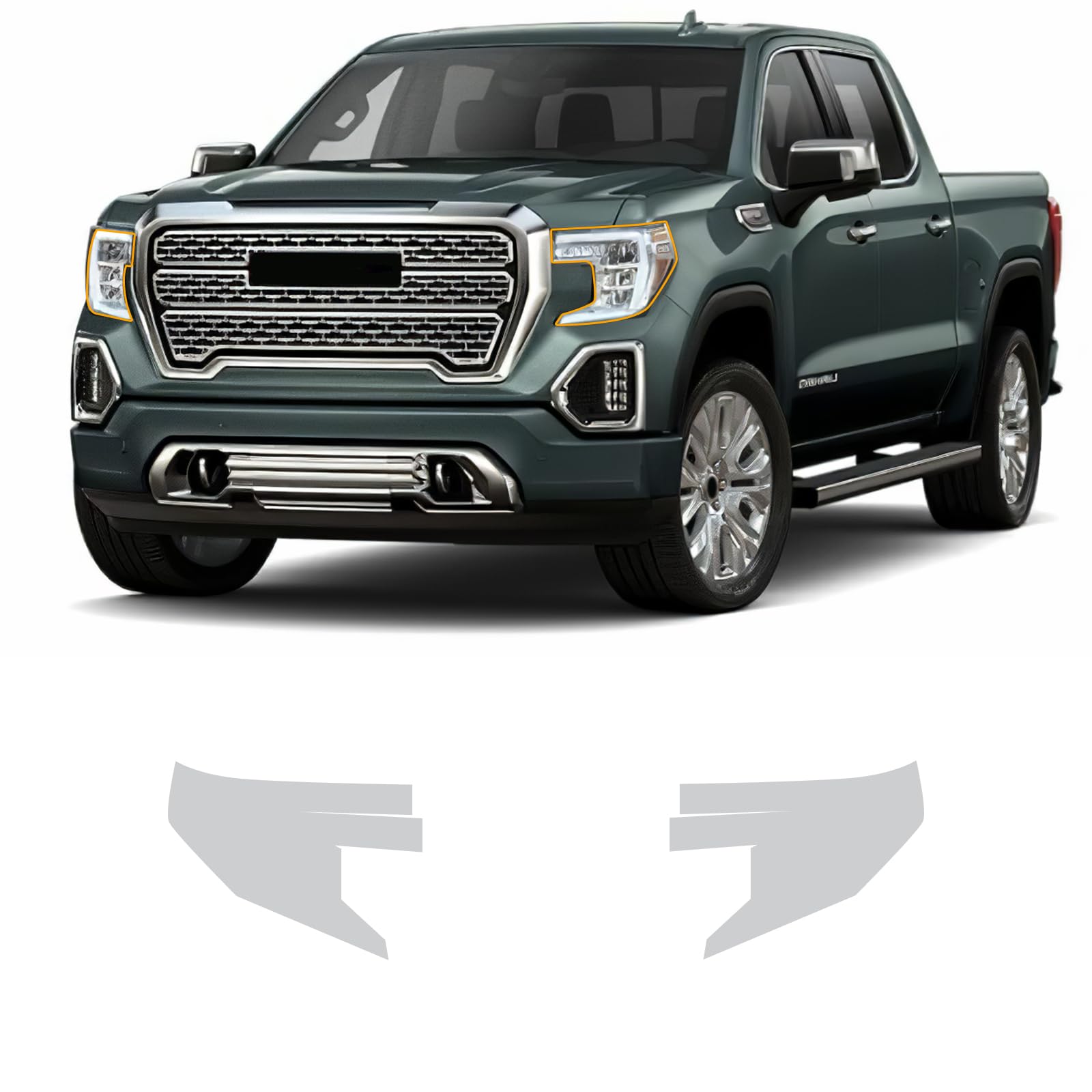 FDAIUN TPU PPF Vorgeschnittene Autolackschutzfolie für GMC Sierra 1500 2019-2021 Selbstheilende HD-Folie Kratzschutz Außenzubehör (Scheinwerfer 2 Stück) von FDAIUN