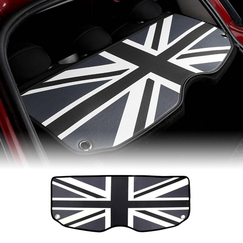 FDAIUN für BMW Mini Cooper F55 Hatchback Leder Kofferraum Premium Antirutsch Passend Schutzmatte Antirutschmatte Mini Cooper Zubehör (Union Jack Grau) von FDAIUN