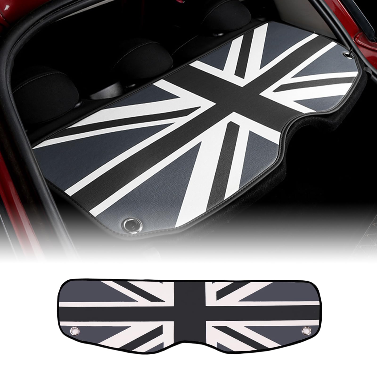 FDAIUN für BMW Mini Cooper F56 Hatchback R56 Hatchback Leder Kofferraum Premium Antirutsch Passend Schutzmatte Antirutschmatte Auto Zubehör (Union Jack Grau) von FDAIUN