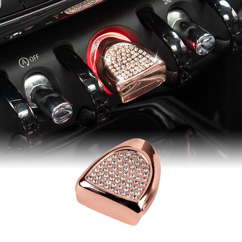 FDAIUN für BMW Mini F Serie Auto Motor Start Stop Knopf Abdeckung Keyless Go Zündung Aufkleber Innenverkleidung Abziehbild Metallisch mit Diamanten (Rose Gold) von FDAIUN