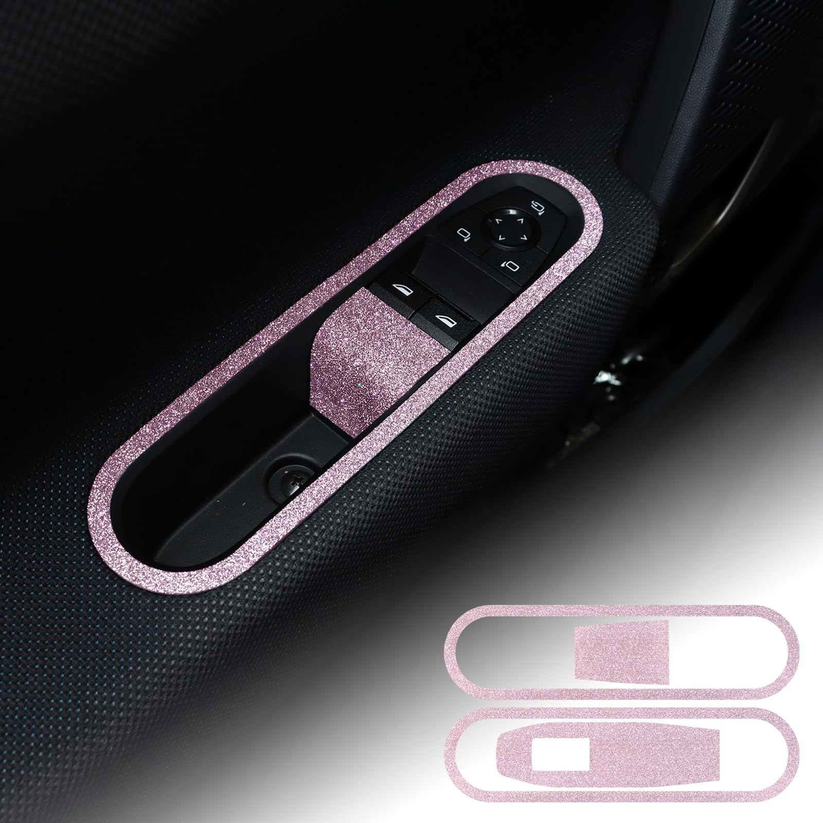 FDAIUN für Mini Cooper 24 J01 EV Cooper E/SE J05 U25 Countryman F55/F56/F57 Cooper S TPU Bling Diamond Auto Fenster Schalter Abdeckung Fensterheber Aufkleber Fenstersteuerungsschalter Zubehör (Rosa) von FDAIUN