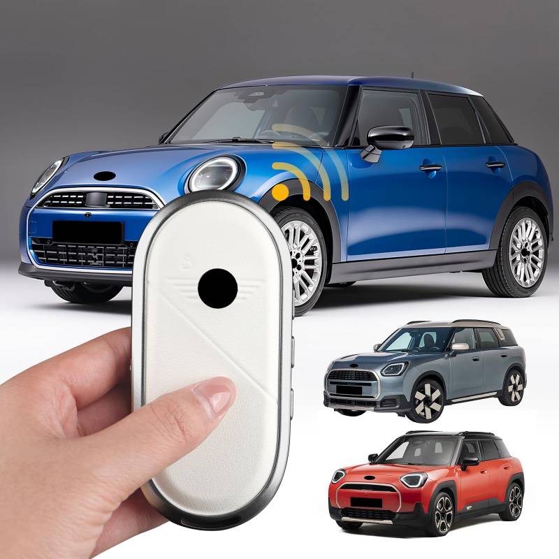 FDAIUN für Mini Cooper J01 U25 J05 F65 F66 F67 2024 2025 Zubehör Auto Schlüsselanhänger Hülle aus Aluminium, Autoschlüsselhalter mit Metallhaken Autoschlüsselhülle Schutz,Geschenk (Weiß) von FDAIUN