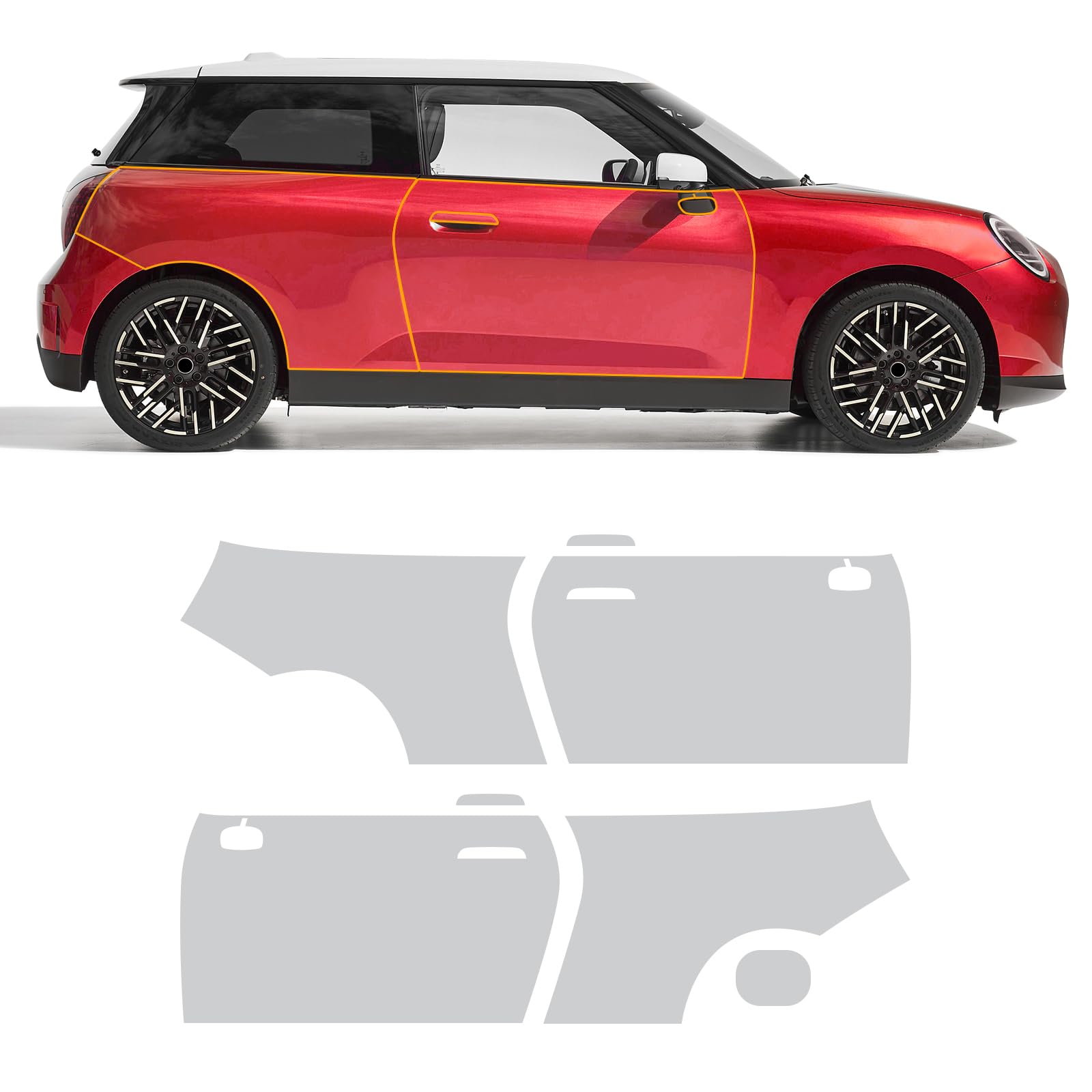 FDAIUN für Mini J01 Cooper Se 2024 Auto-Lackschutzfolie Vorgeschnitten TPU Transparent Selbstklebend Regenfest Wasserdicht HD Kratzfest zubehör (Autotür+Rückseite 5St) von FDAIUN