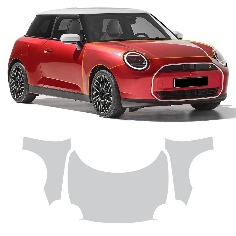 FDAIUN für Mini J01 Cooper Se 2024 Auto-Lackschutzfolie Vorgeschnitten TPU Transparent Selbstklebend Regenfest Wasserdicht HD Kratzfest zubehör (Motorhaube+Kotflügel 3St) von FDAIUN