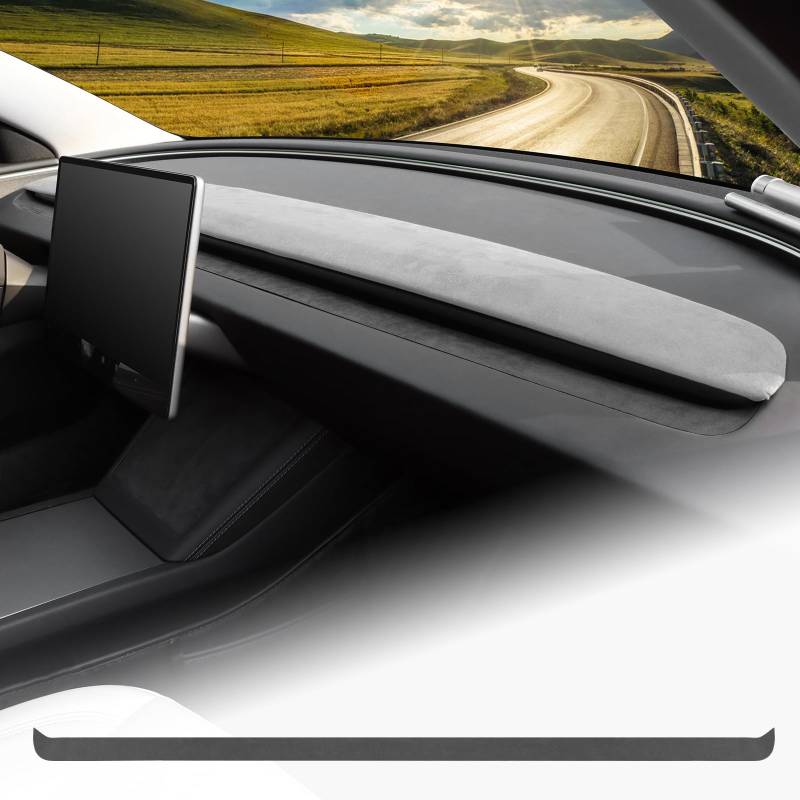 FDAIUN für Tesla Model Y Juniper 2025 Model 3 highland 2024 Alcantarn Armaturenbrett Abdeckung Dash Wrap Dashboard Cover Unterhalb der Belüftungsdüsen Zubehör (Schwarz) von FDAIUN